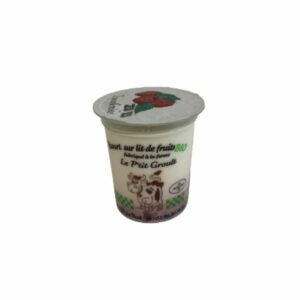 yaourt bio sur lit de fruits framboise agriculture biologique en direct de la ferme des douces prairies vente directe cotentin normandie
